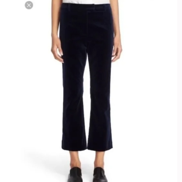 Frame Denim Velvet Le Crop Mini Boot Hi Rise Trousers Pants Dark Navy size 32 - Picture 1 of 7